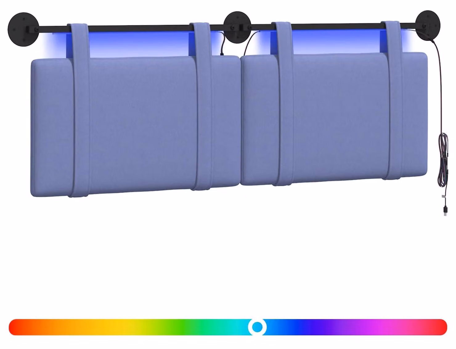 Testiera sospesa Con luce LED Blu jeans Tessuto
