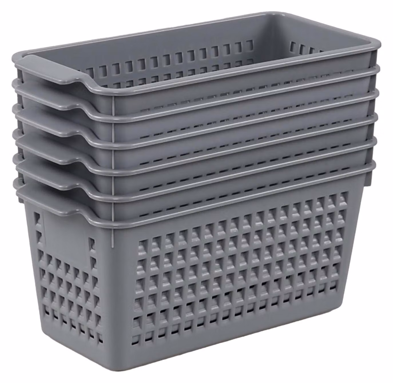 Set di 6 contenitori slim in plastica per scrivania - organizer da scrivania (grigio)