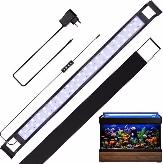 Acquario con illuminazione a LED, timer e copertura impermeabile, da 90 a 105 cm