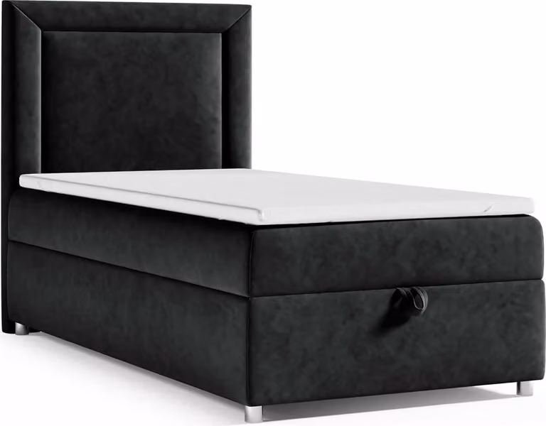 Letto boxspring con contenitore Trinity K-3 SINGLE Materasso a molle Bonell incl. topper, con consegna, montaggio e smaltimento 80x200-NERO