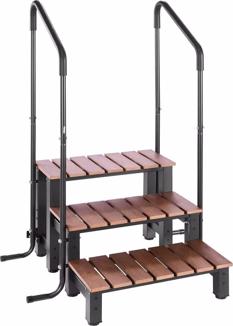 Scala per vasca idromassaggio con corrimano, scala a 3 gradini per spa all'aperto, scala per piscina fuori terra/gonfiabile resistente, larghezza 640,1 mm, portata 249,5 kg, multiuso per veranda, patio, terrazza, roulotte