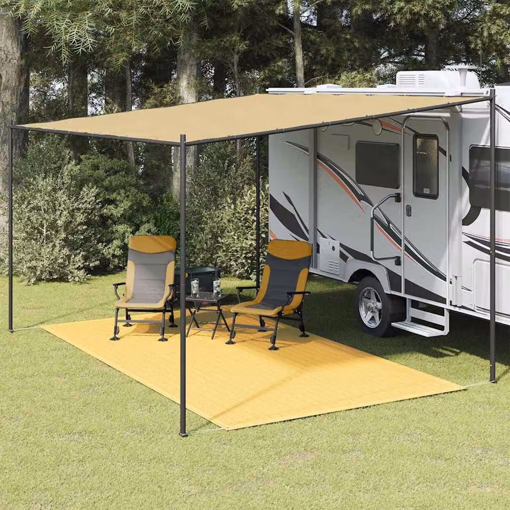 vidaXL Tappeto da tenda rettangolare in polipropilene beige, L: 250 cm, P: 450 cm