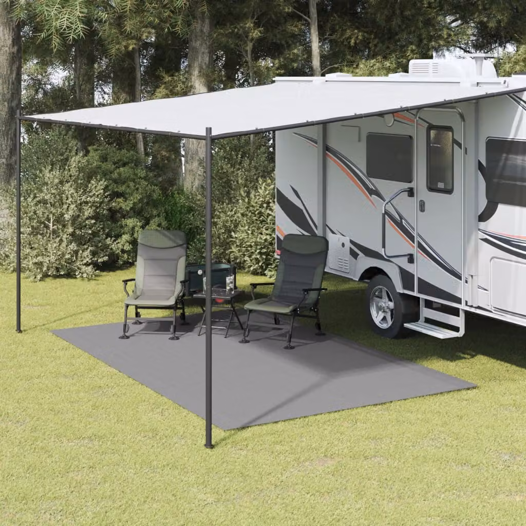 vidaXL Tappeto da tenda antracite in poliestere, resistente ai raggi UV e antiscivolo, L: 4 m x P: 2,5 m