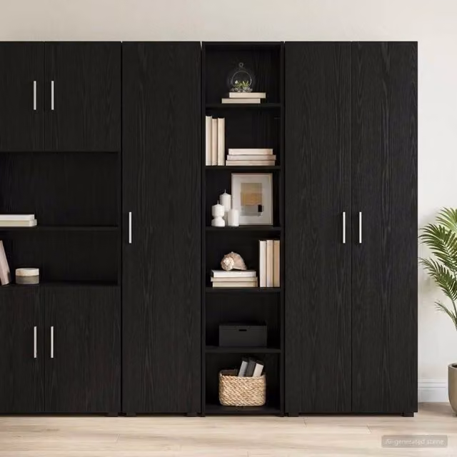 Credenza moderna vidaXL in MDF nero con ripiani interni e ante a battente L/P/H: 40 x 41 x 185 cm