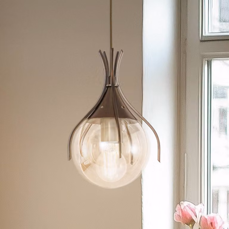 Lampada a sospensione in vetro Sinka Avonni, dimmerabile, Crema / Ambra, Soggiorno / Sala da pranzo, Vetro, Lampada a sospensione