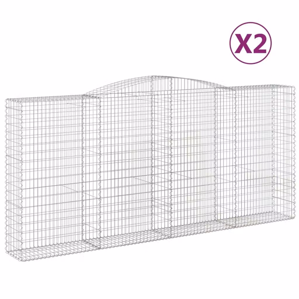 Cesti Gabbioni ad Arco 2 pz 400x50x180/200 cm Ferro Zincato