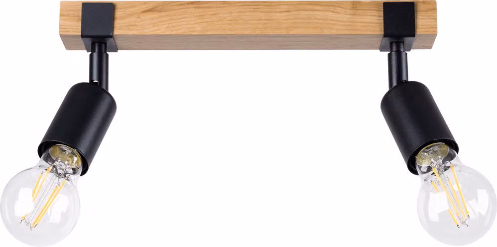 Faretto spot LIMERO nero-legno 2xE27x15W legno, dimensioni: 14x15x38 cm, IP20 Pure Lume