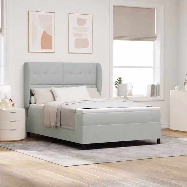 Letto ibrido con testiera in velluto grigio vidaXL L: 140 cm, P: 190 cm