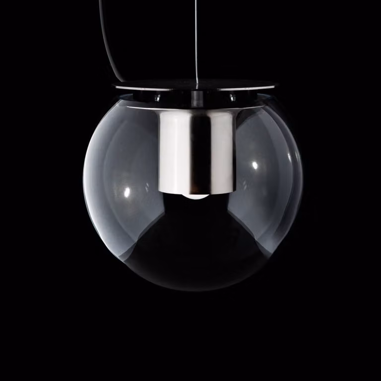 Oluce Lampada a sospensione The Globe, dimmerabile, Alluminio / Grigio / Zincato, Soggiorno / Sala da pranzo, Vetro, Design, Lampada a sospensione