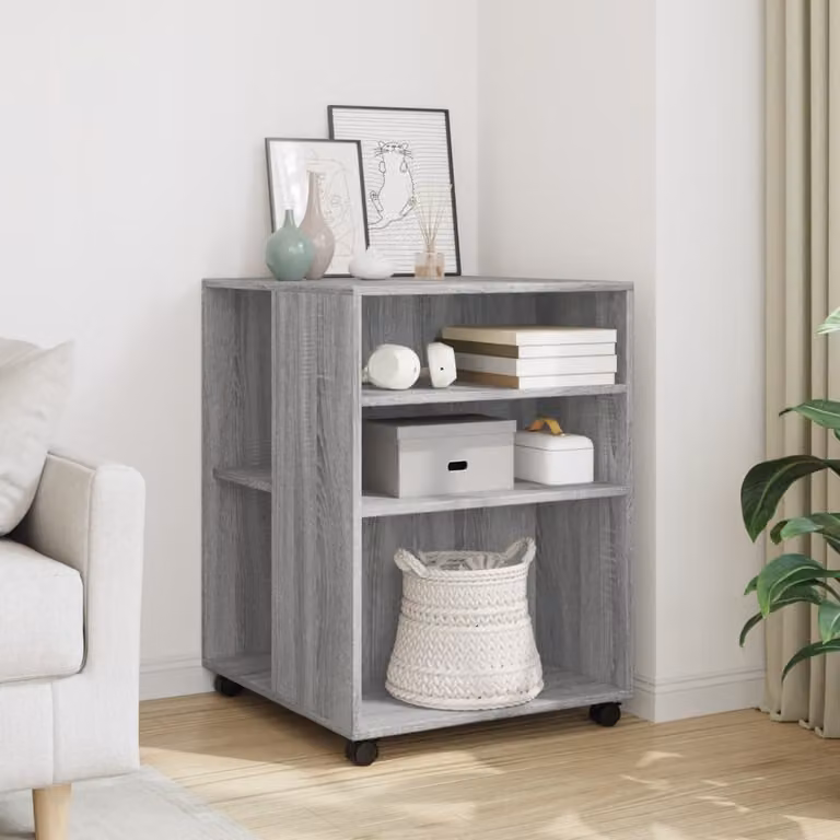 Tavolino con ruote vidaXL in MDF laminato Grigio Sonoma L: 55 cm, P: 60 cm, H: 78 cm