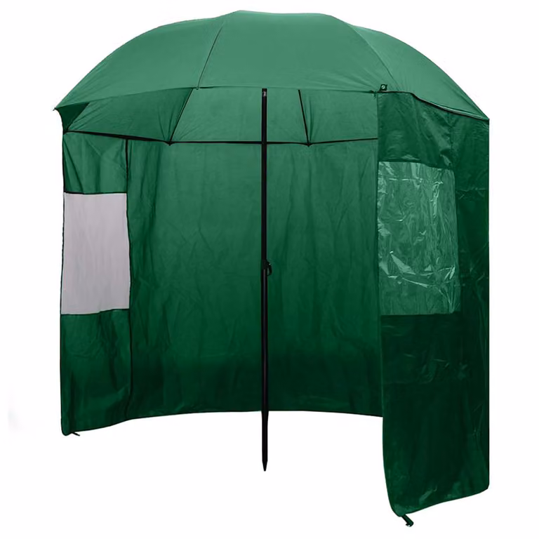 Ombrello da pesca rotondo vidaXL in poliestere Oxford e acciaio, verde, L: 240 cm, P: 210 cm