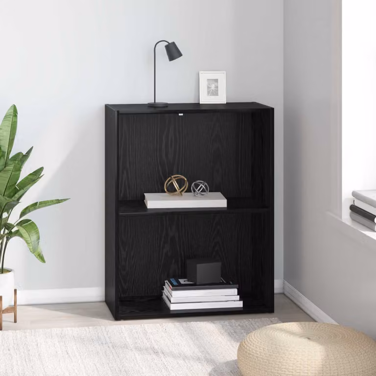 Libreria vidaXL in legno MDF con ripiani regolabili, colore nero opaco, L 60 cm x P 30 cm x H 76.5 cm