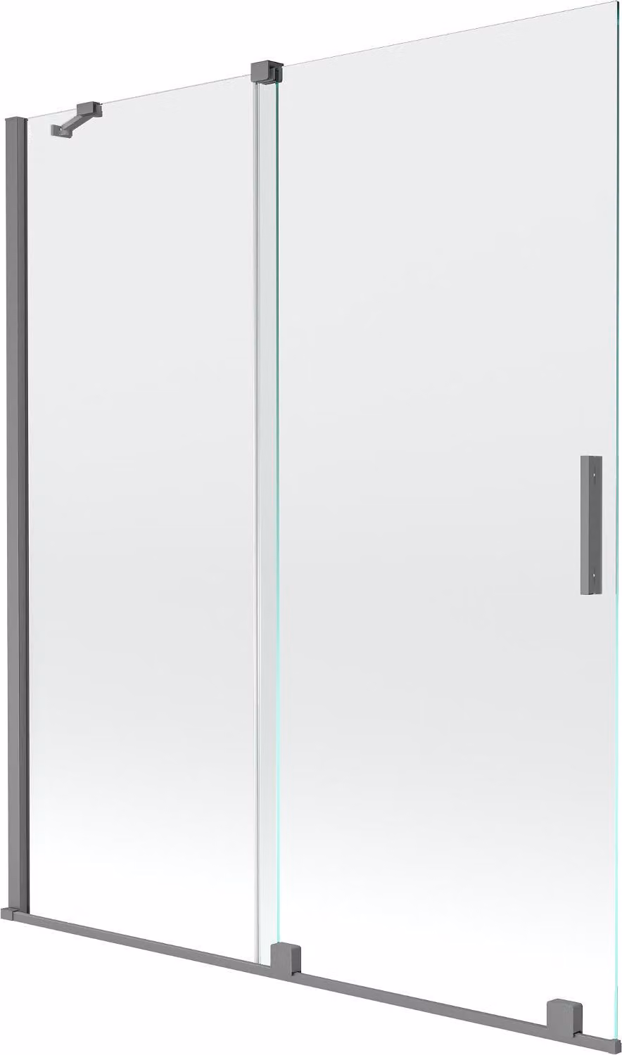 Mexen Velar paratia per vasca da bagno 2 ante scorrevoli 140 x 150 cm, trasparente, gun metal - 896-140-000-01-95