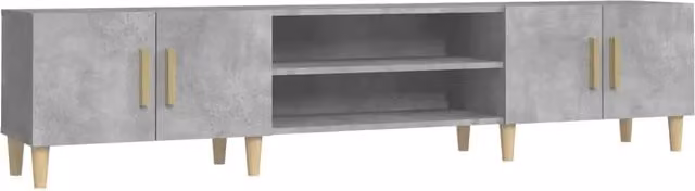 Mobile TV moderno in legno multistrato grigio cemento L 180 x P 31,5 x H 40 cm