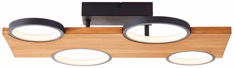 Brilliant Lampe Cheesy Plafoniera LED 55x35cm nero opaco/legno metallo/legno marrone 28 W LED integrato