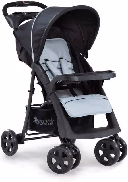 Buggy compattibile, leggero fino a 25 kg con posizione di stazionamento, pieghevole con contenitori per bicchieri - nero/grigio