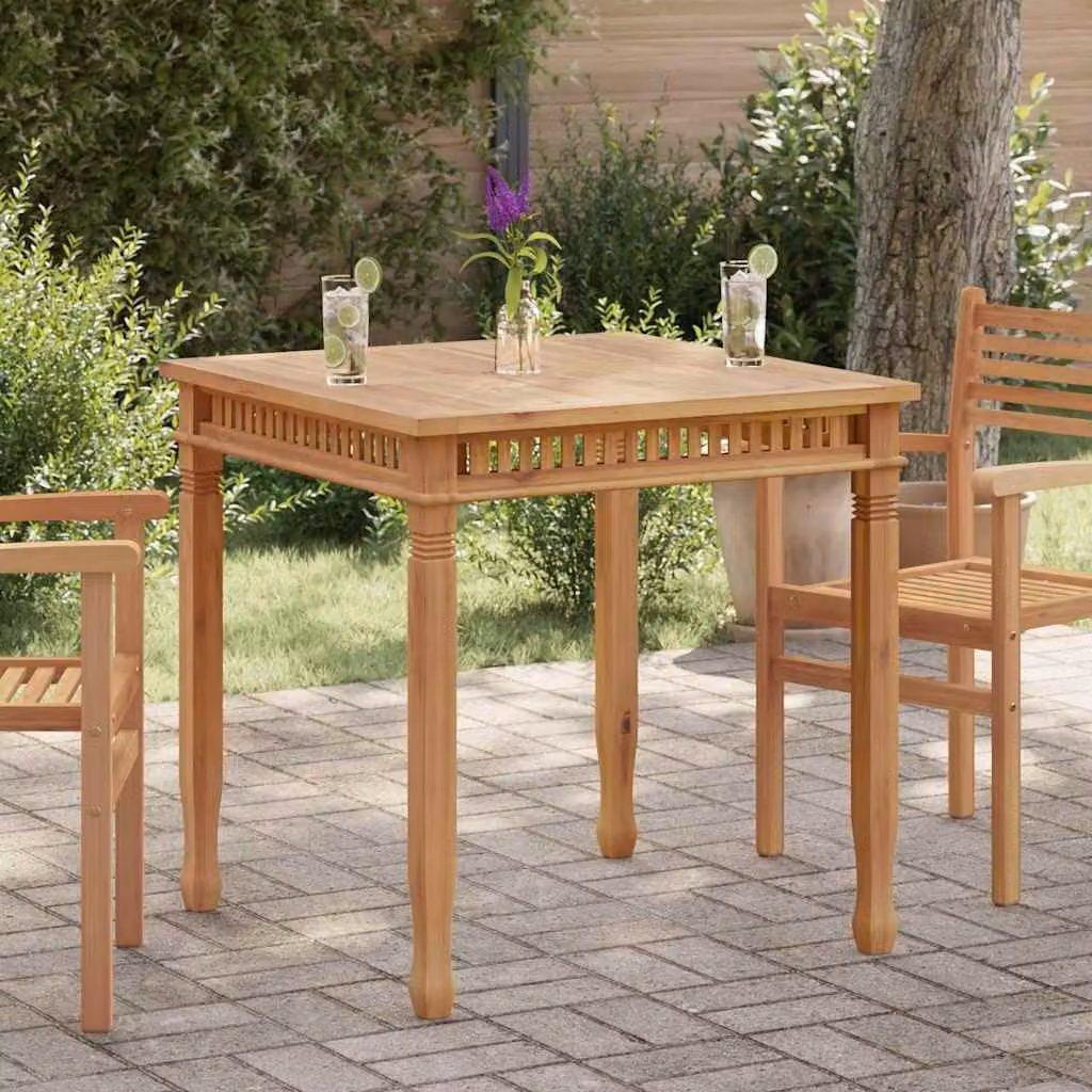 vidaXL Tavolo da Pranzo Quadrato per Giardino e Soggiorno in Teak Marrone L/P/H: 80 x 80 x 80 cm – 1