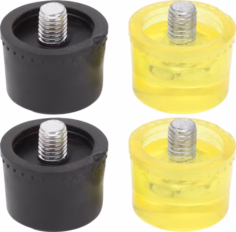 2 set di punte di ricambio per martello in gomma, accessori per martello, giallo, nero, diametro 25 mm