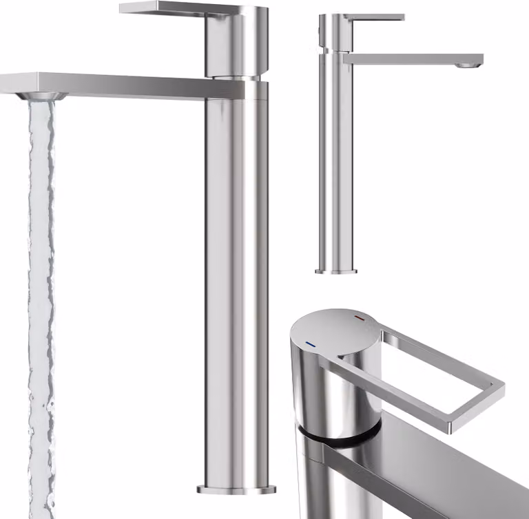 Granitan - Rubinetto per lavabo - Rubinetto da bagno - modello alto - cartuccia in Vetroceramica - cromato - ottone - ARMA