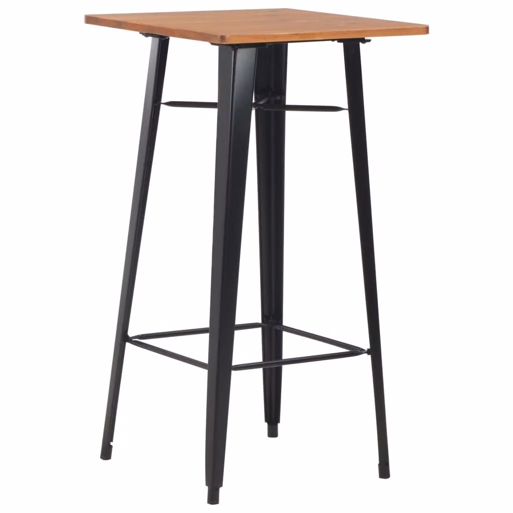 Maison Exclusive - Tavolino da bar nero 60×60×108 cm in legno massello di pino e acciaio