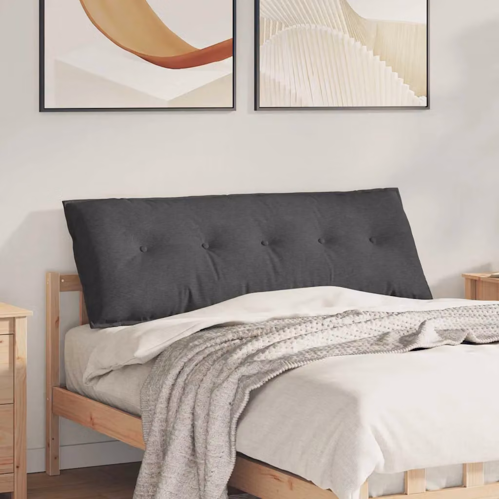 Cuscino per schiena vidaXL in velluto a coste grigio, L 140 cm x P 50 cm
