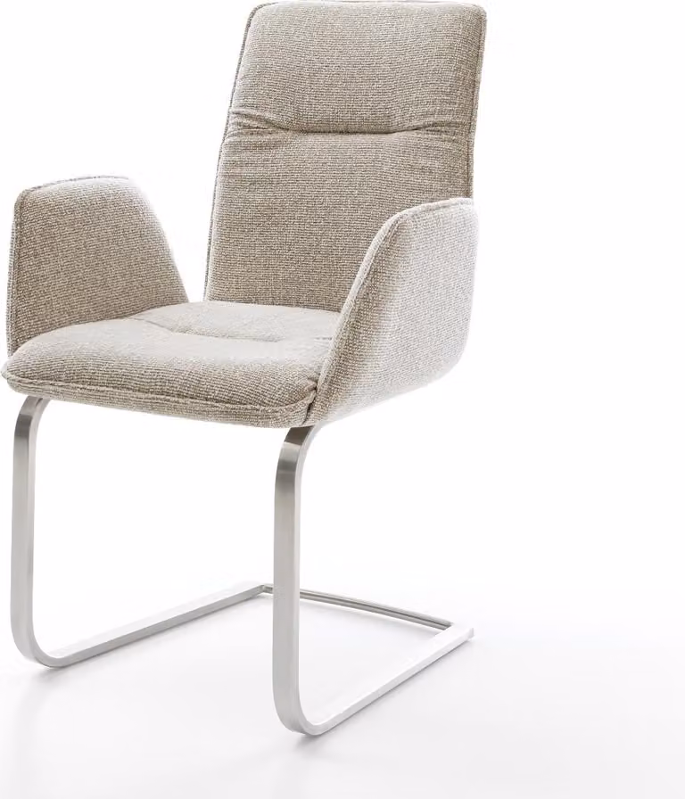 DELIFE sedia a sbalzo Vinja-Flex tessuto Soft Beige sedia a sbalzo piatto in acciaio inox