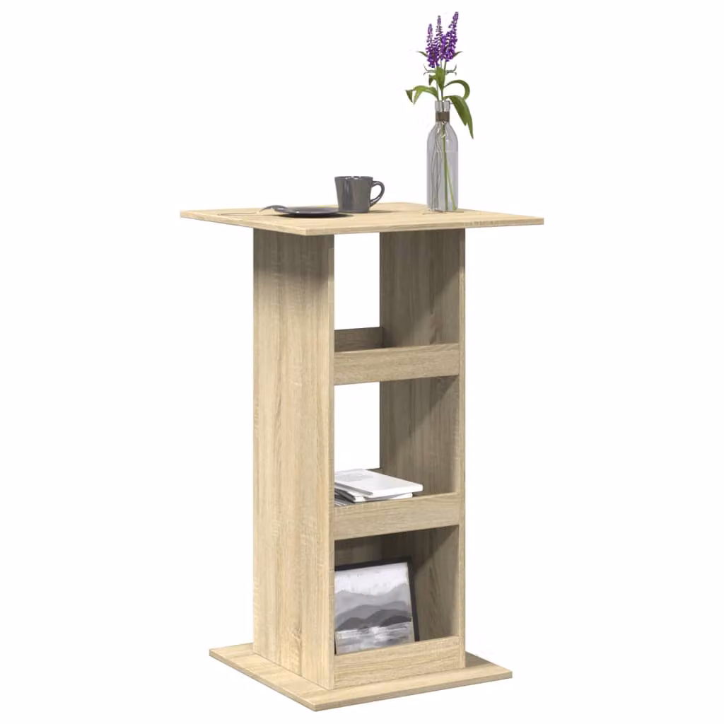 vidaXL Tavolo Bar con Portaoggetti in Rovere Sonoma, Colore Marrone, L/P/H: 60 x 60 x 102 cm