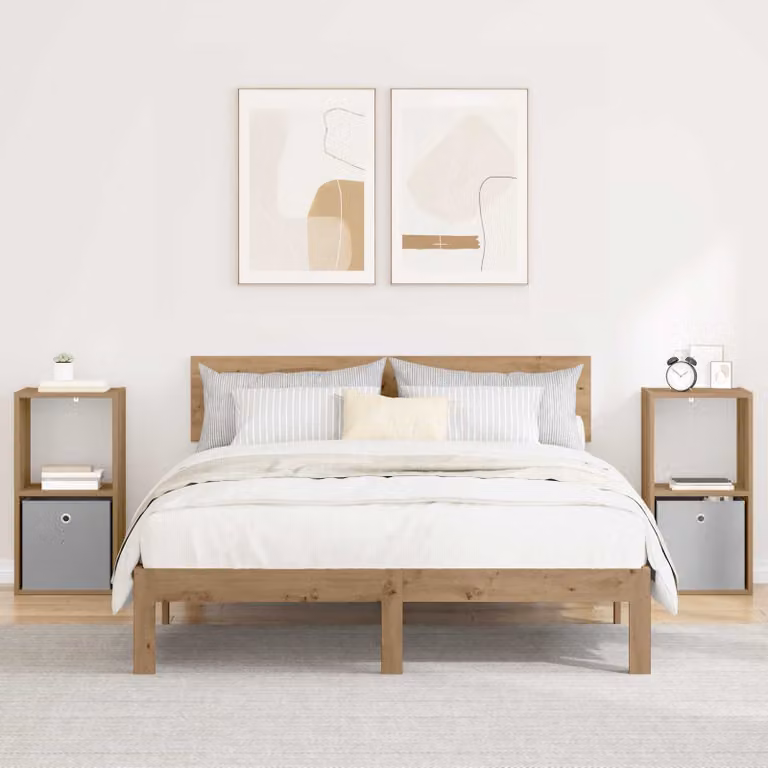 Set di 2 comodini moderni vidaXL in rovere marrone L/P/H: 35 x 32 x 68,5 cm