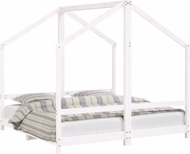 Giroletto per Bambini | Letto Infantile | Lettino Bianco 2x(80x160)cm Legno Massello Pino