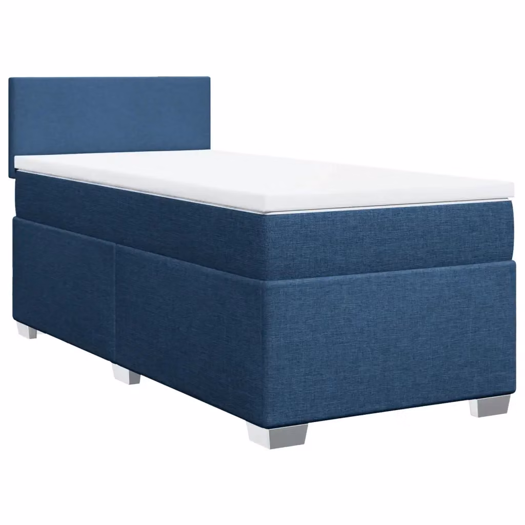 Letto Ibrido vidaXL con Giroletto a Molle e Materasso in Tessuto Blu e Bianco L/P/H: 90 x 190 cm – 2