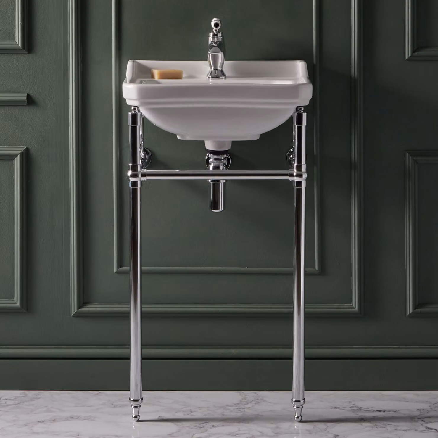 Consolle con Lavabo Tradizionale 500mm - Struttura cromata - 1 foro rubinetteria - Richmond