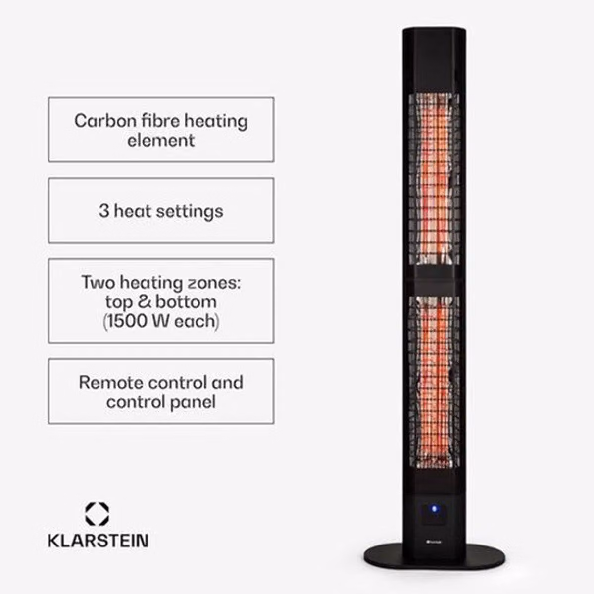 Riscaldatore da esterno - 3000W - Nero - Riscaldamento a infrarossi per un comfort ottimale - Godetevi il vostro spazio all'aperto