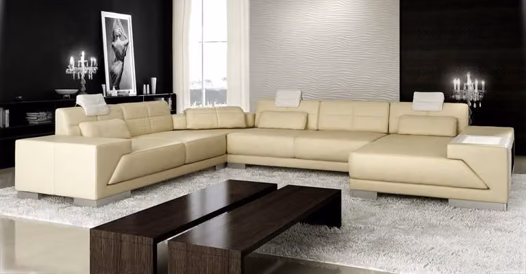 Ledersofa mit USB Couch Polster Ecke Wohnlandschaft Ecksofa Design Leder LED