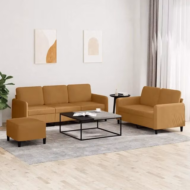 Set di Divani 3 pz Marrone in Velluto 3202031