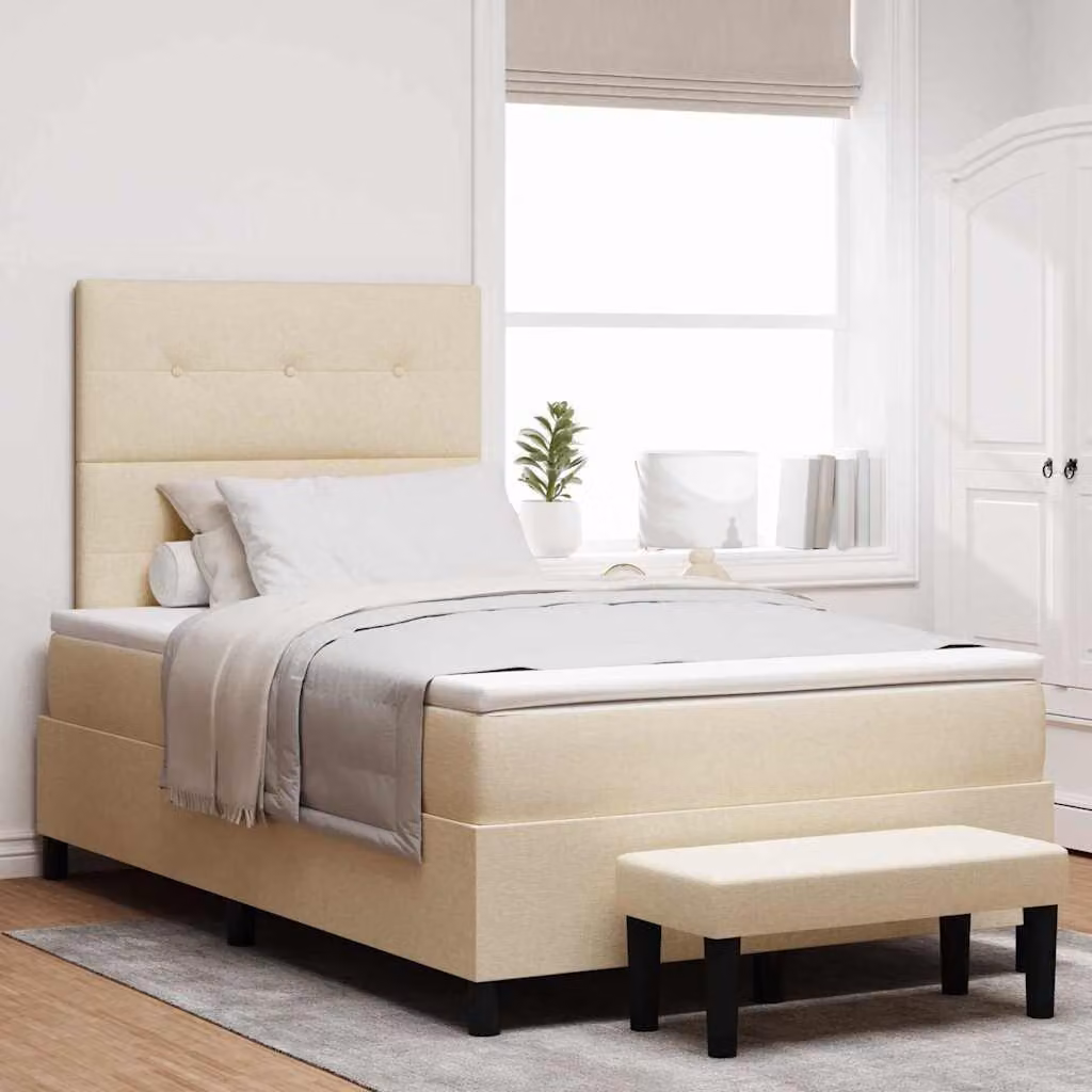 Maison Exclusive - Letto boxspring con testiera color crema 120 x 190 cm in tessuto