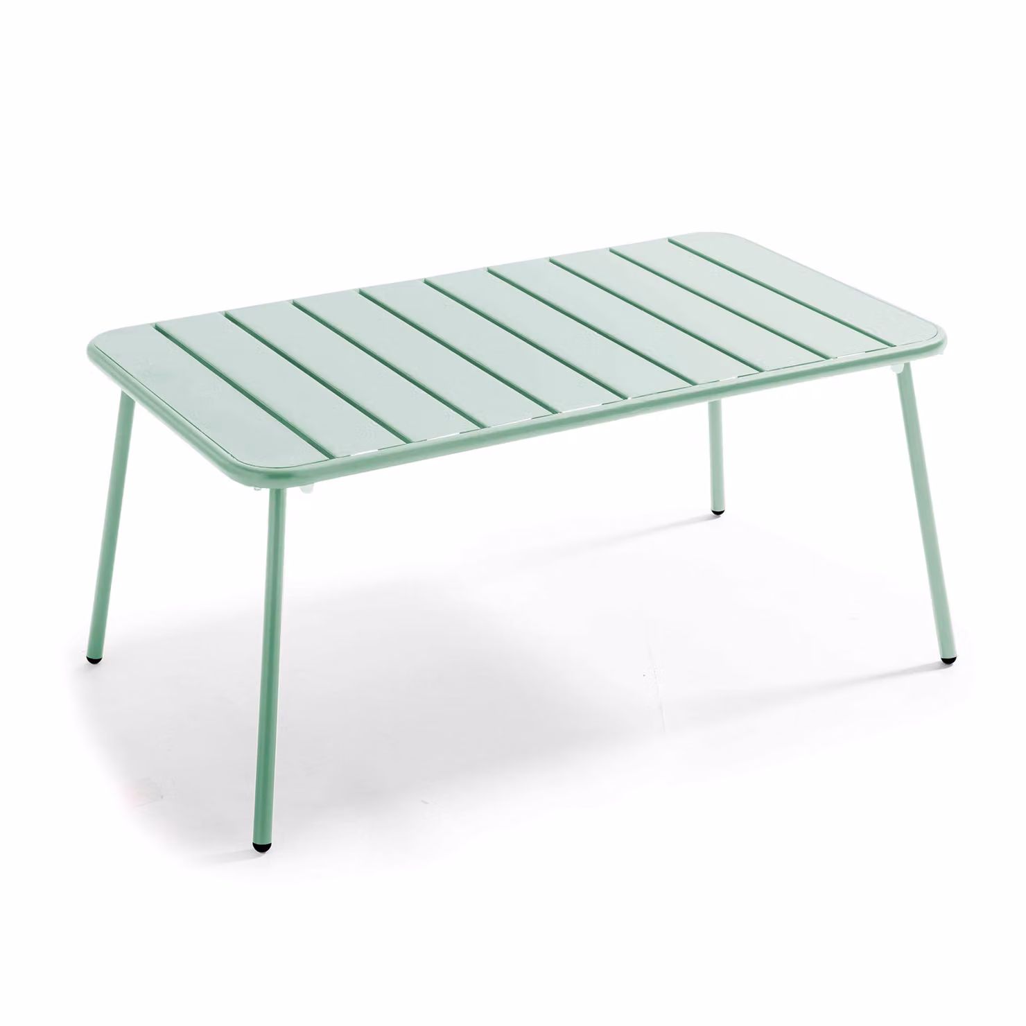 Tavolino da giardino basso in acciaio verde salvia 90 x 50 cm - Oviala Palavas