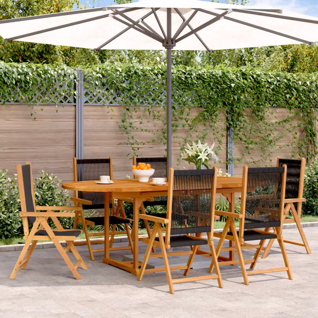 Maison Exclusive - Set da pranzo da giardino 7 pezzi in polipropilene e legno massello, nero
