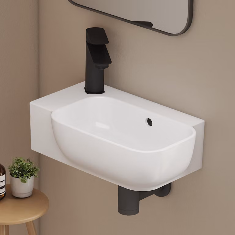 Lavabo EMKE, 40 x 25 x 14 cm, bianco, rettangolare