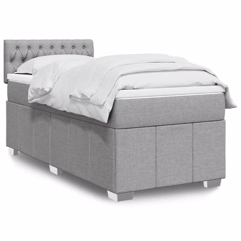 vidaXL Giroletto a Molle Ibrido con Materasso in Tessuto Grigio e Bianco L/P/H: 200 x 90 x 76,5 cm