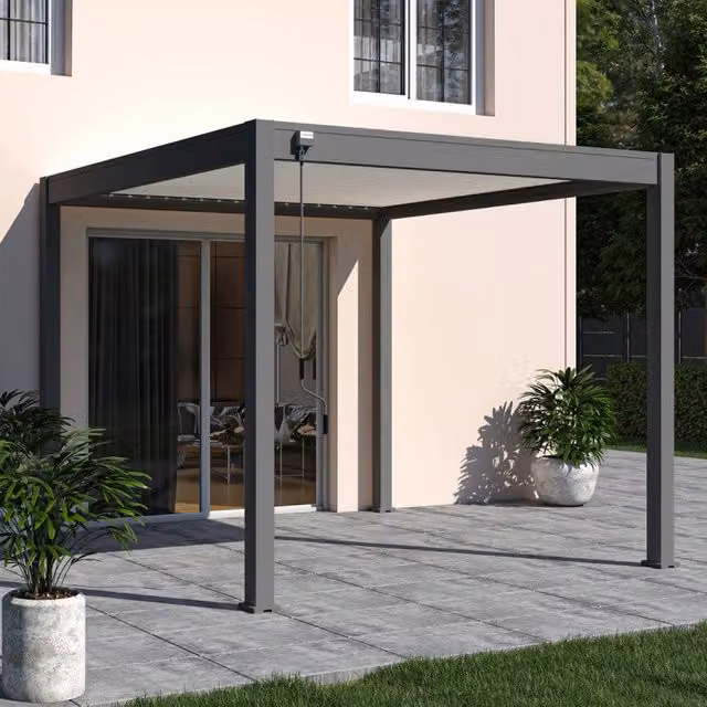 Pergola bioclimatica autoportante Ombréa VS Bianco 3x3 m