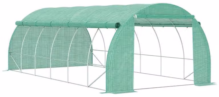 Serra accessibile - Serra da giardino con pareti laterali apribili | Colore: Verde | Dimensioni: 300x590x200 cm