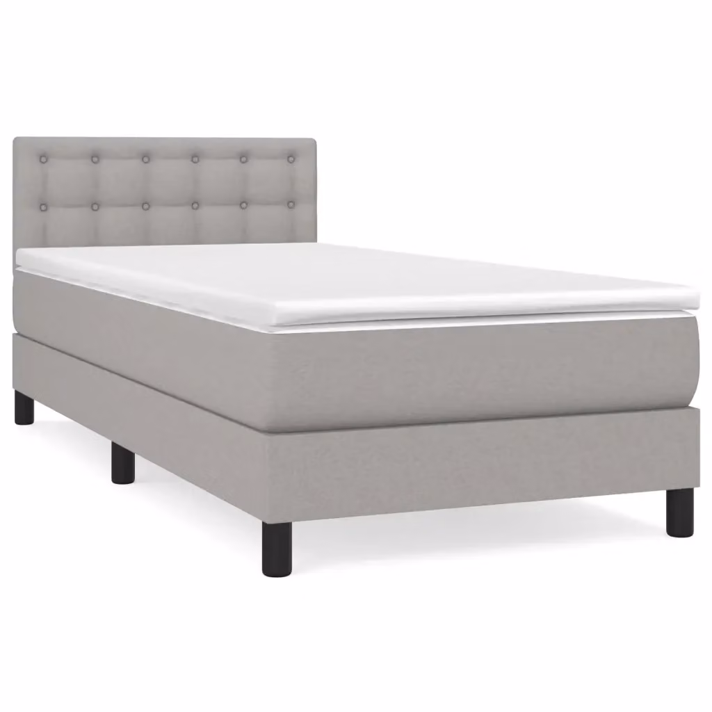 Letto Ibrido vidaXL con Materasso a Molle Grigio Chiaro e Bianco L/P: 100 x 200 cm – 2