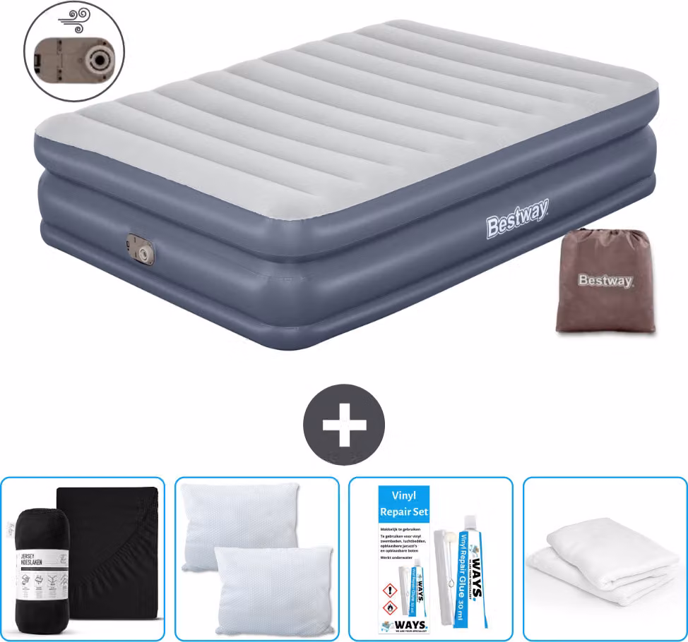 Materasso gonfiabile Bestway - 2 persone - 152 x 203 x 51 cm - Grigio - - Accessori inclusi