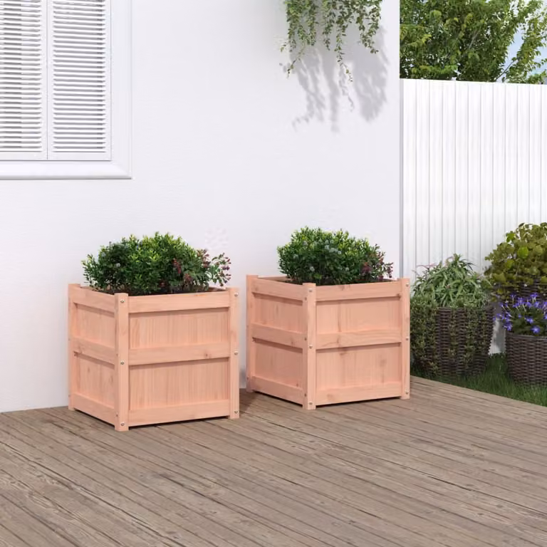 Set di 2 fioriere da giardino vidaXL in legno massello di Douglas, colore marrone