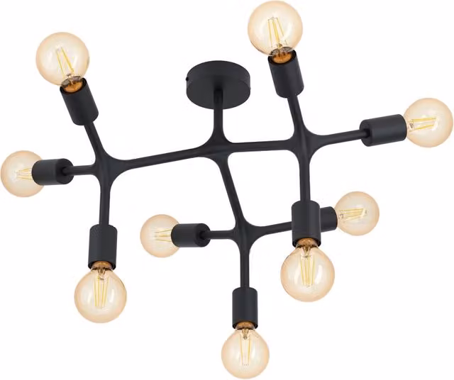 Plafoniera Moderna Bocadella 1 Acciaio Nero 9 Luci E27