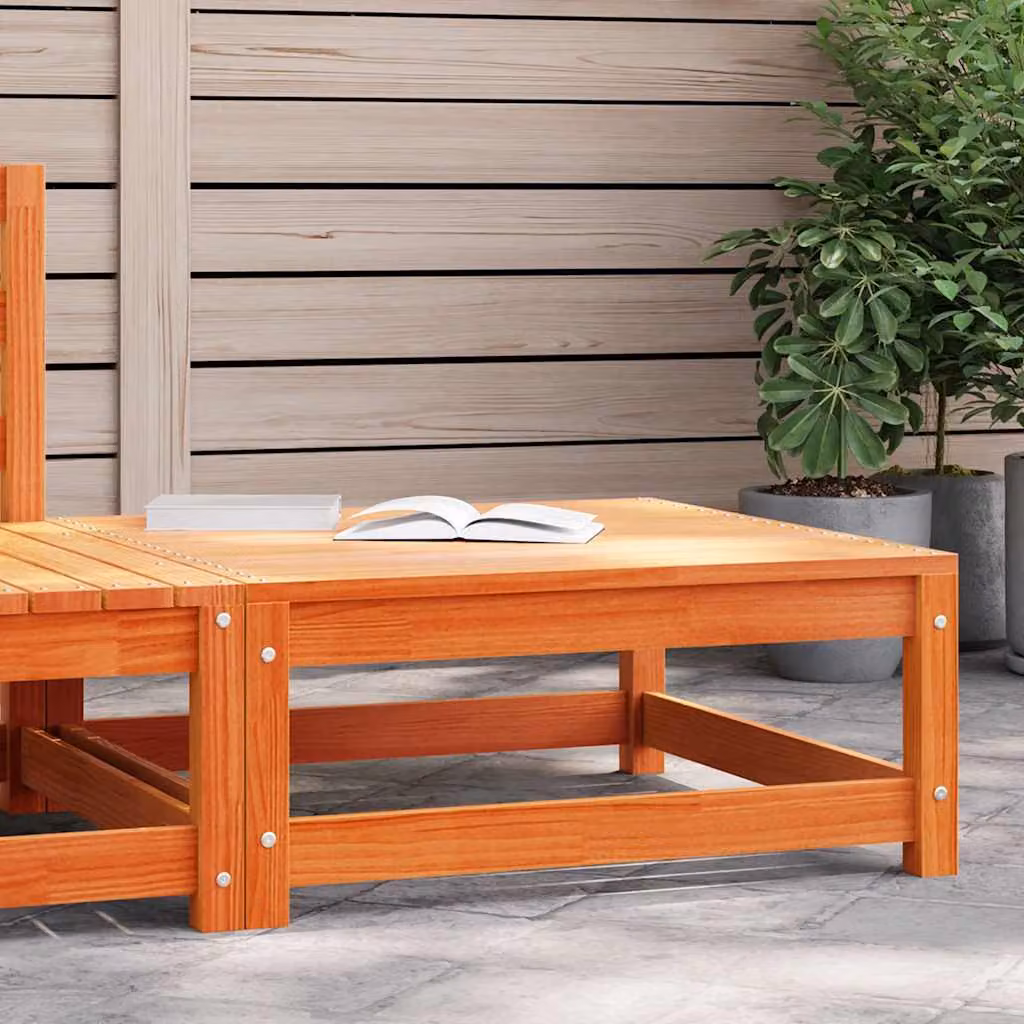 Poggiapiedi da giardino vidaXL in legno di pino massello color marrone cera L/P/H: 70 x 70 x 30 cm