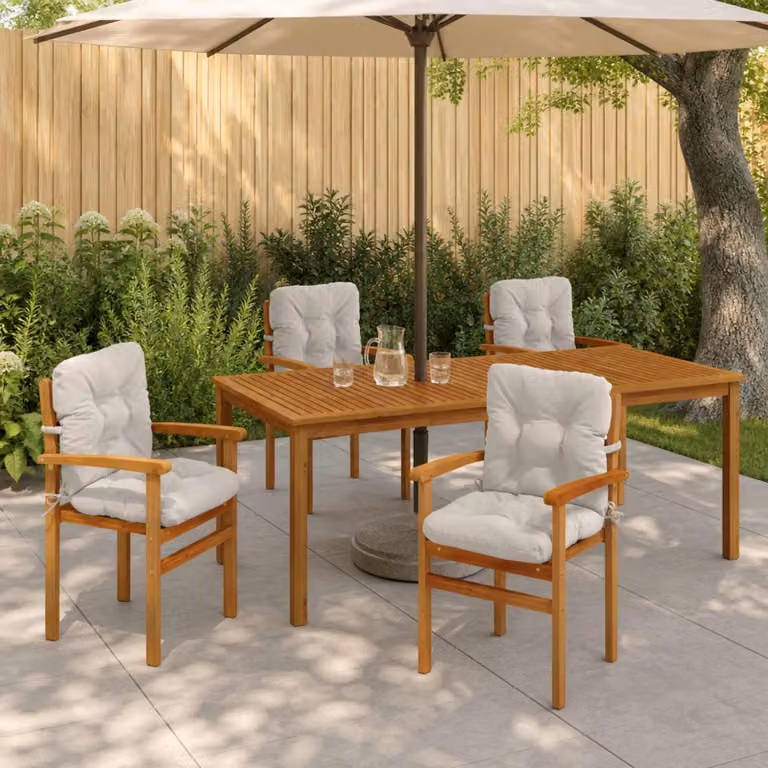 Set di 4 cuscini per sedia alta vidaXL VIANEN in poliestere bianco con fodera lavabile e resistente ai raggi UV