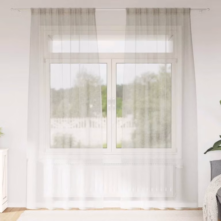 Set di 2 tendine velate vidaXL in poliestere beige, H 245 cm x L 140 cm