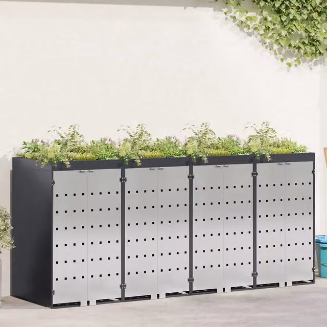 Contenitore per Rifiuti per 3 Bidoni Acciaio Inox Antracite 3394785