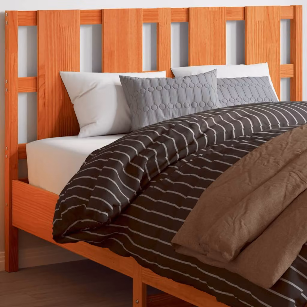 Testiera per letto vidaXL in legno massello di pino color marrone cera stile rustico L: 140,5 cm